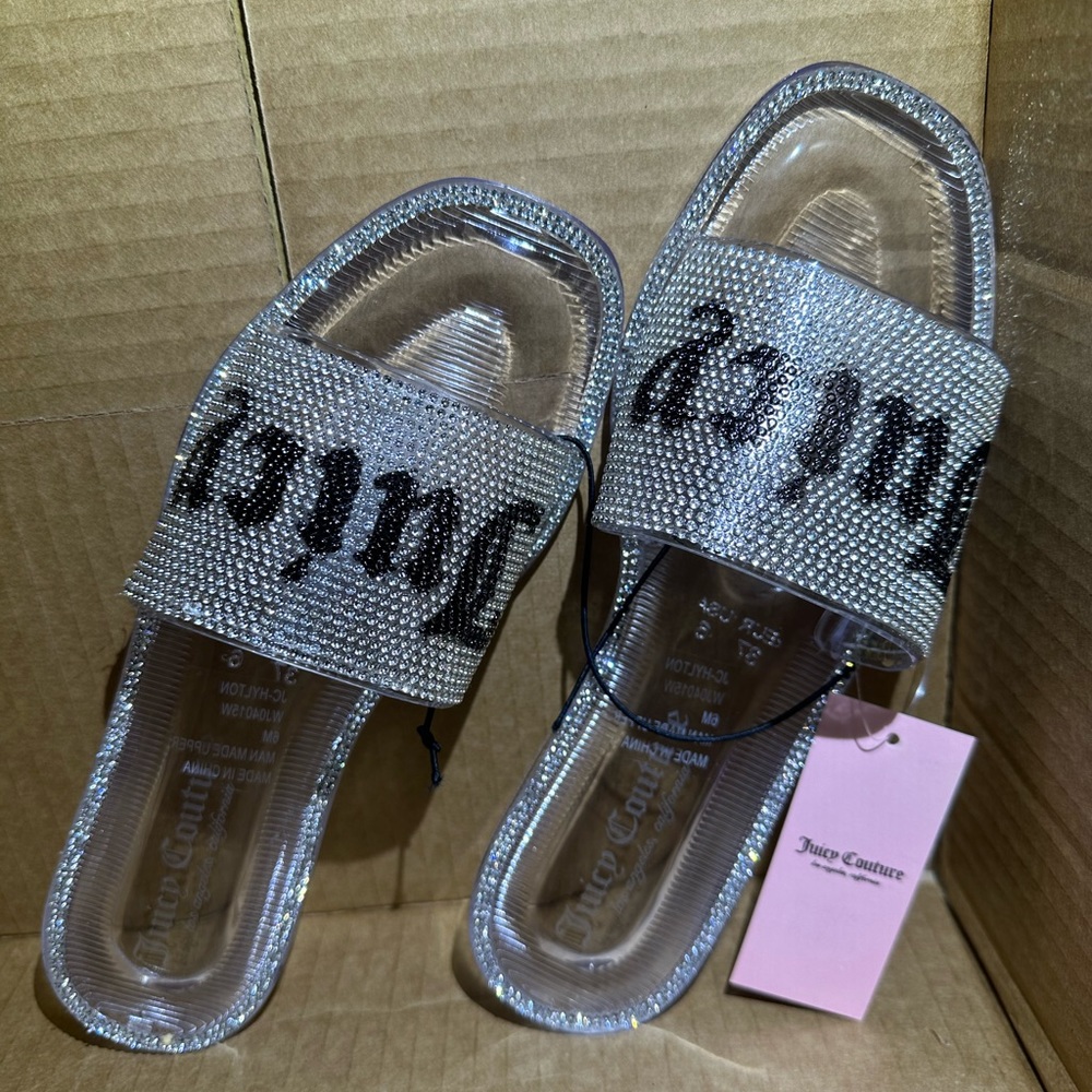 Juicy Couture Size 6 Hylton Lucite Slide Sandals BRAND NEW